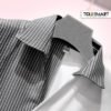 Asymmetrical Women's V-Neck Lapel dress Lace Matching Stripes - Image 6