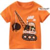 Children's Colourful Fun T-shirt with Cartoon Animals Construction Short Sleeve Boys Girls - Image 8