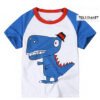 Children's Colourful Fun T-shirt with Cartoon Animals Construction Short Sleeve Boys Girls